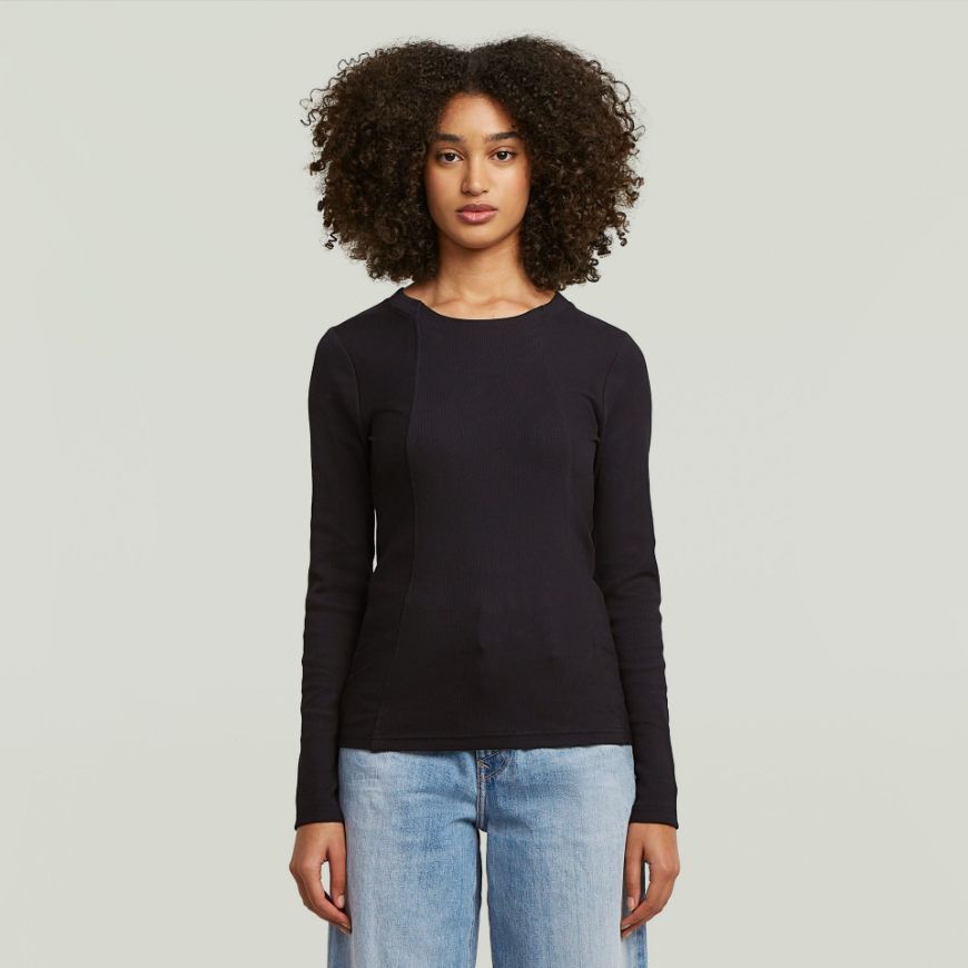 Picture of G-STAR WOMEN'S A LINE SLIM RIB TOP IN BLACK