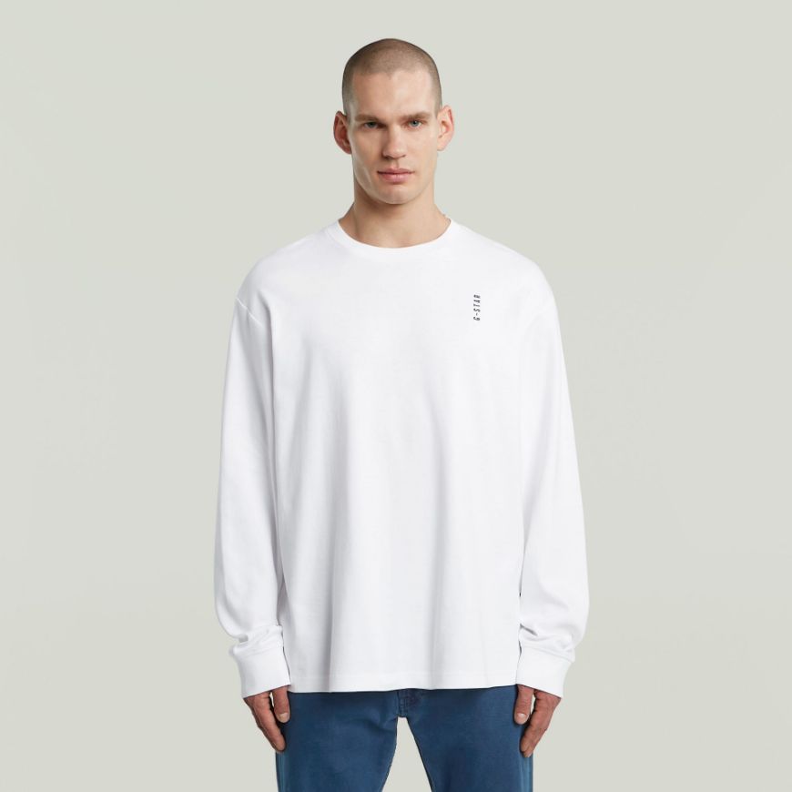 Picture of G-STAR MEN'S BACK EMBRO TEXT LOOSE T-SHIRT IN WHITE