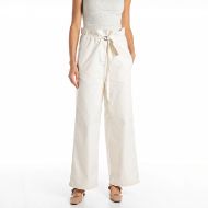 Picture of REPLAY WOMEN'S PAPERBAG STRETCH TWILL TROUSERS IN WINTER WHITE 1