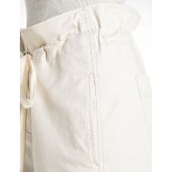 Picture of REPLAY WOMEN'S PAPERBAG STRETCH TWILL TROUSERS IN WINTER WHITE 6