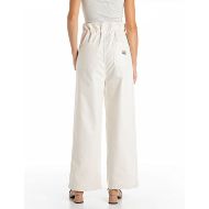 Picture of REPLAY WOMEN'S PAPERBAG STRETCH TWILL TROUSERS IN WINTER WHITE 3