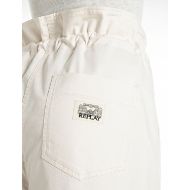 Picture of REPLAY WOMEN'S PAPERBAG STRETCH TWILL TROUSERS IN WINTER WHITE 4