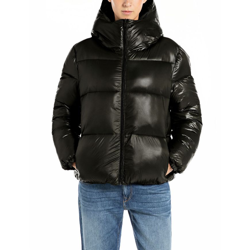 Picture of REPLAY WOMEN'S REVERSIBLE NYLON PADDED JACKET IN BLACK