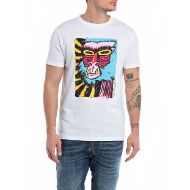 Picture of REPLAY MEN'S JERSEY T-SHIRT WITH COMIC STRIP PRINT IN WHITE 1