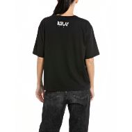 Picture of REPLAY WOMEN'S BOXY FIT T-SHIRT WITH PRINT IN BLACK 2
