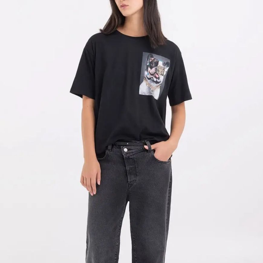 Снимка на REPLAY ДАМСКА БЛУЗА BOXY FIT T-SHIRT WITH PHOTOGRAPHIC PRINT В ЧЕРНО