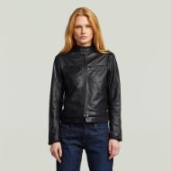Picture of G-STAR WOMEN'S LEATHER BIKER JACKET IN BLACK 1