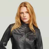 Picture of G-STAR WOMEN'S LEATHER BIKER JACKET IN BLACK 3