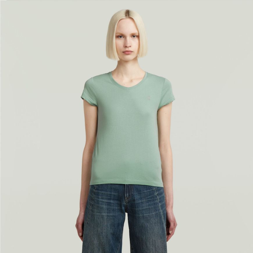 Picture of G-STAR WOMEN'S EYBEN SLIM V-NECK TOP 2.0 IN GREEN