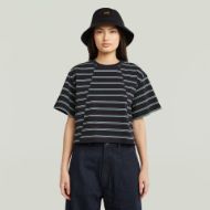 Picture of G-STAR WOMEN'S A LINE STRIPE BOXY T-SHIRT IN OSAKA BLUE/GRANITE GREEN DOUBLE STRIPE 1