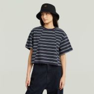 Picture of G-STAR WOMEN'S A LINE STRIPE BOXY T-SHIRT IN OSAKA BLUE/GRANITE GREEN DOUBLE STRIPE 3