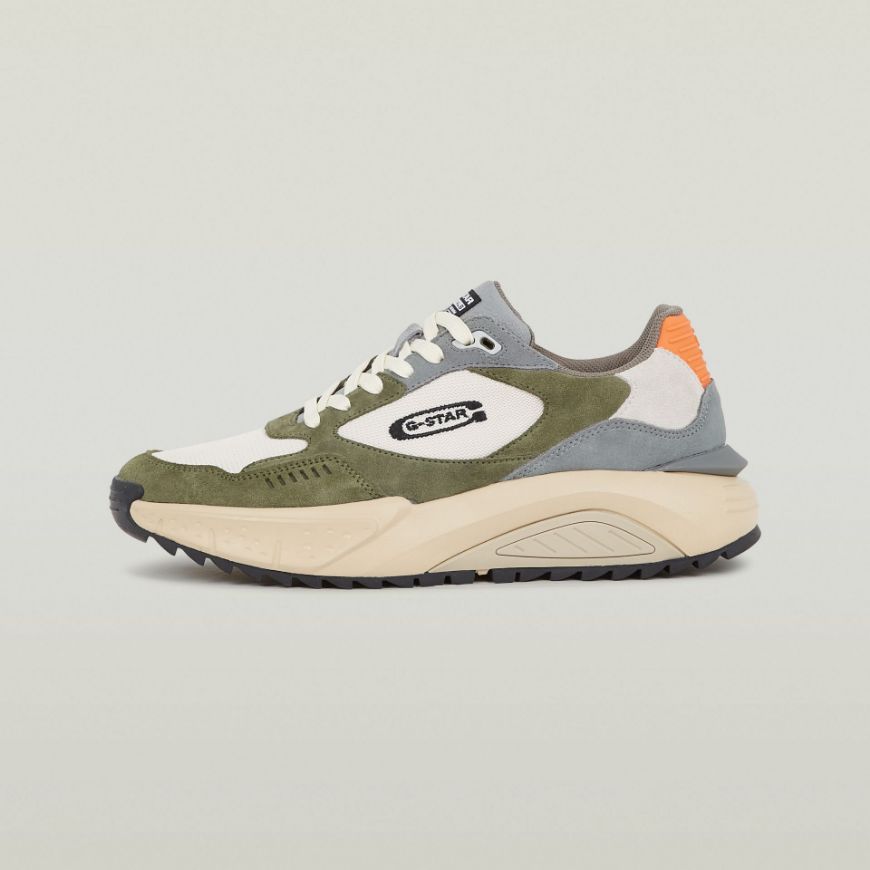 Picture of G-STAR MEN'S DUKO CONTRAST SNEAKERS IN WHITE/LT OLIVE