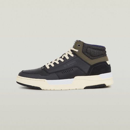 Show details for G-STAR MEN'S RINE MID BASIC SNEAKERS IN BLACK/TAUPE 1 - FanPoint Picture of G-STAR MEN'S RINE MID BASIC SNEAKERS IN BLACK/TAUPE 1