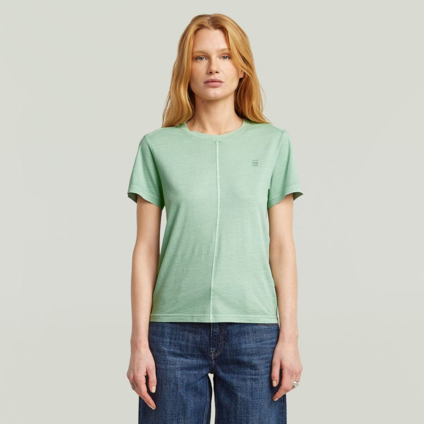 Picture of G-STAR WOMEN'S OVERDYED FRONT SEAM T-SHIRT IN GREEN