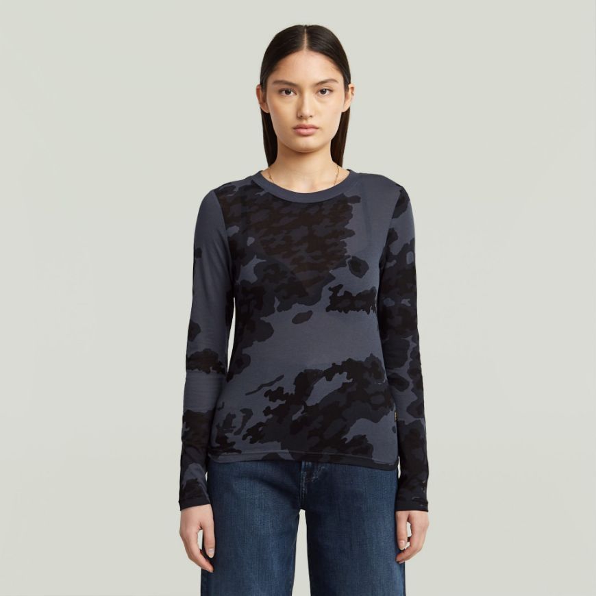 Picture of G-STAR WOMEN'S AOP SLIM TOP IN INDIA INK FOREST CAMO