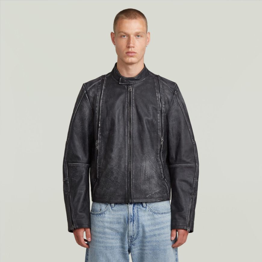 Снимка на G-STAR МЪЖКО ЯКЕ LEATHER BLOUSON JACKET В СИВО