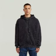 Picture of G-STAR MEN'S WASHED LOOSE FULL ZIP HOODED SWEATER IN BLACK 1