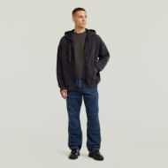 Picture of G-STAR MEN'S WASHED LOOSE FULL ZIP HOODED SWEATER IN BLACK 4