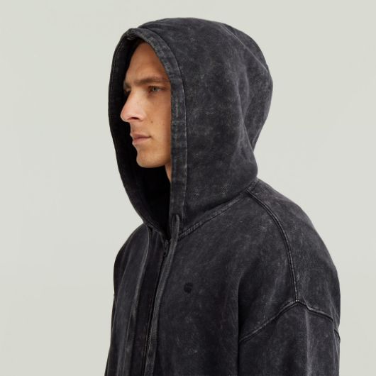 Показвай детайлите за G-STAR МЪЖКИ СУИТШЪРТ WASHED LOOSE FULL ZIP HOODED В ЧЕРНО 3 - FanPoint Снимка на G-STAR МЪЖКИ СУИТШЪРТ WASHED LOOSE FULL ZIP HOODED В ЧЕРНО 3
