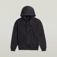 Picture of G-STAR MEN'S WASHED LOOSE FULL ZIP HOODED SWEATER IN BLACK 6