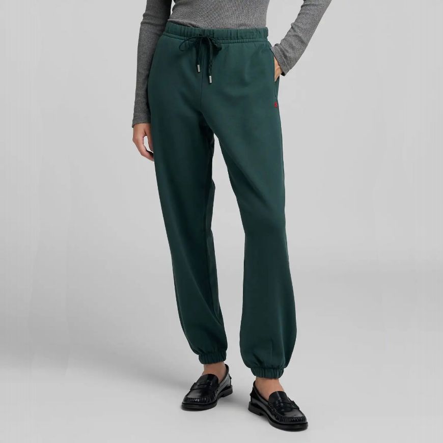 Picture of REPLAY WOMEN'S FLEECE JOGGERS WITH R EMBROIDERY IN BOTTLE GREEN