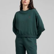Picture of REPLAY WOMEN'S CROPPED SWEATSHIRT WITH EMBROIDERY IN BOTTLE GREEN 1