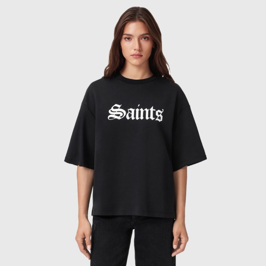 Picture of ALLSAINTS WOMEN'S SAINT AMELIE T-SHIRT IN BLACK
