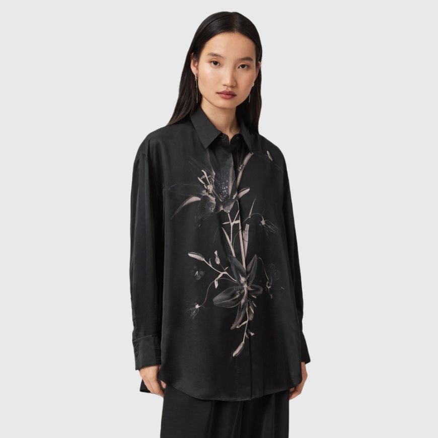 Picture of ALLSAINTS WOMEN'S BERNIE SHIRT  IN PETRA BLACK