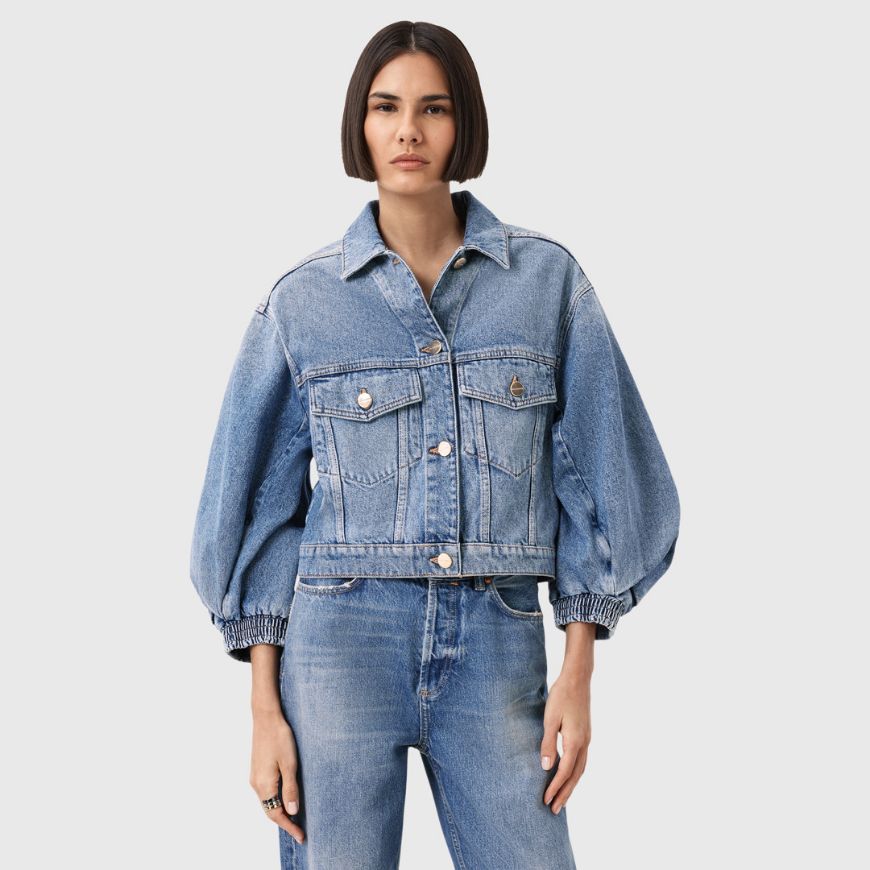 Picture of ALLSAINTS WOMEN'S LUCA DENIM JACKET IN MID INDIGO