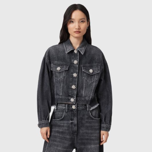 Показвай детайлите за ALLSAINTS ДАМСКО ЯКЕ BETH DENIM В ЧЕРНО Снимка на ALLSAINTS ДАМСКО ЯКЕ BETH DENIM В ЧЕРНО