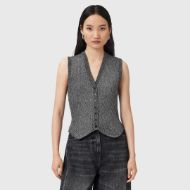 Picture of ALLSAINTS WOMEN'S CRUZ SHINE WAISTCOAT IN METALLIC SILVER 1