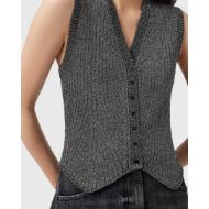 Picture of ALLSAINTS WOMEN'S CRUZ SHINE WAISTCOAT IN METALLIC SILVER 3