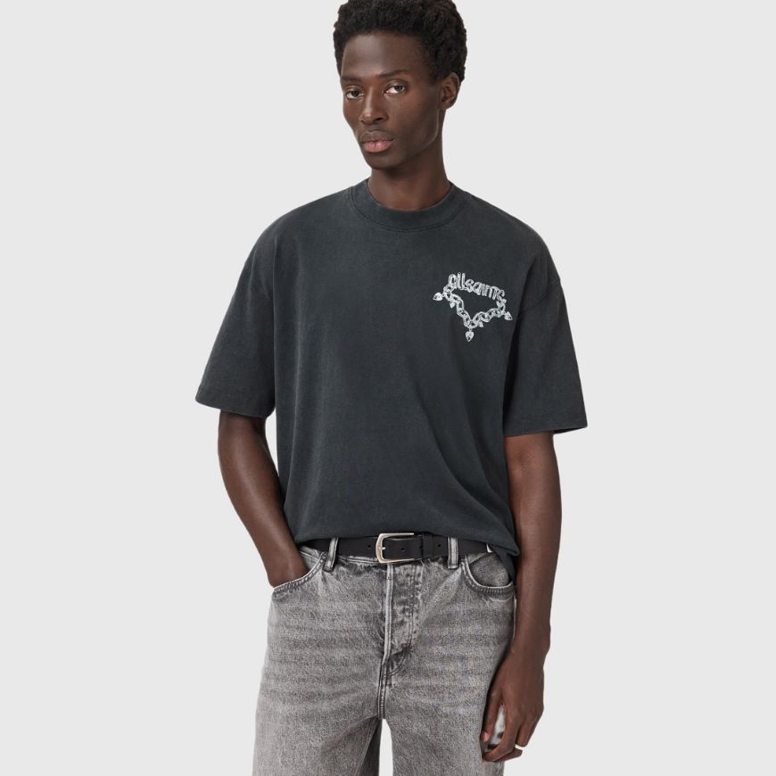 Снимка на ALLSAINTS МЪЖКА БЛУЗА С КЪС РЪКАВ DRIP CREW В ЧЕРНО