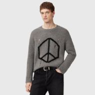 Picture of ALLSAINTS MEN'S MESSAGE CREW JUMPER IN GUNMETAL GREY 1
