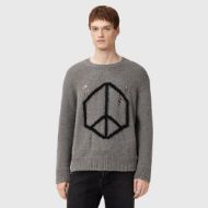 Picture of ALLSAINTS MEN'S MESSAGE CREW JUMPER IN GUNMETAL GREY 5