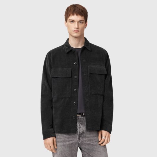 Show details for ALLSAINTS MEN'S HAWKER LONG SLEEVE SHIRT  IN FADED BLACK Picture of ALLSAINTS MEN'S HAWKER LONG SLEEVE SHIRT  IN FADED BLACK