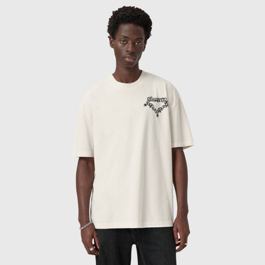 Снимка на ALLSAINTS МЪЖКА БЛУЗА С КЪС РЪКАВ DRIP CREW В БЯЛО