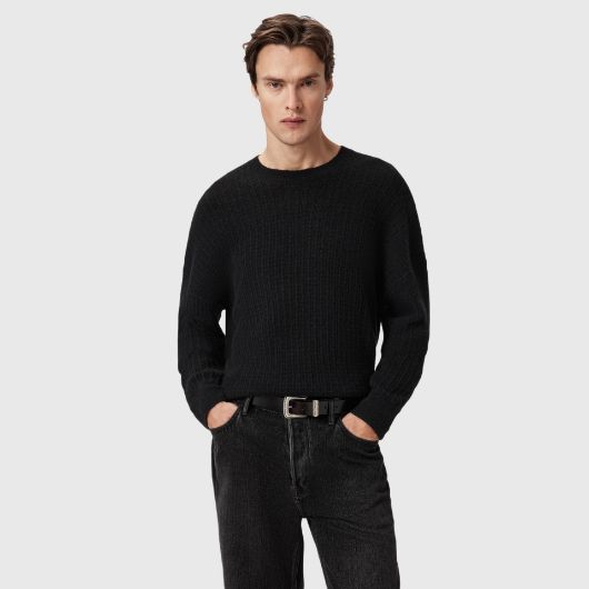 Show details for ALLSAINTS MEN'S JAKOB CREW JUMPER IN BLACK Picture of ALLSAINTS MEN'S JAKOB CREW JUMPER IN BLACK