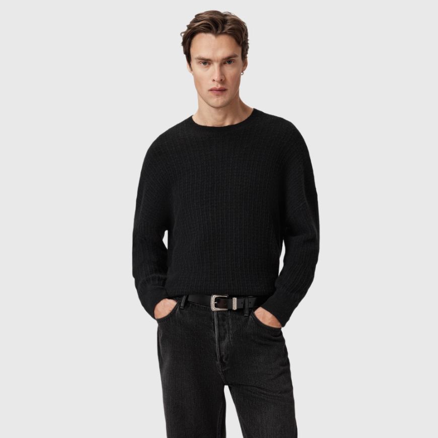 Picture of ALLSAINTS MEN'S JAKOB CREW JUMPER IN BLACK