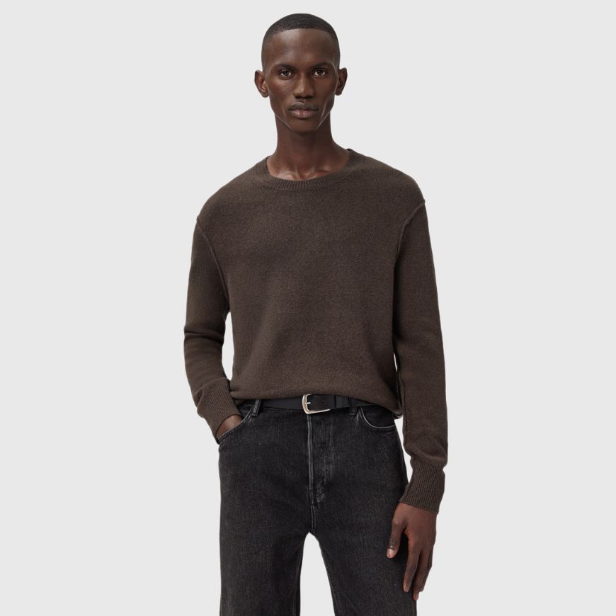 Picture of ALLSAINTS MEN'S STATTEN CREW JUMPER IN BROWN