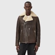 Picture of ALLSAINTS MEN'S XYLON BIKER JACKET IN BARKWOOD BROWN 5