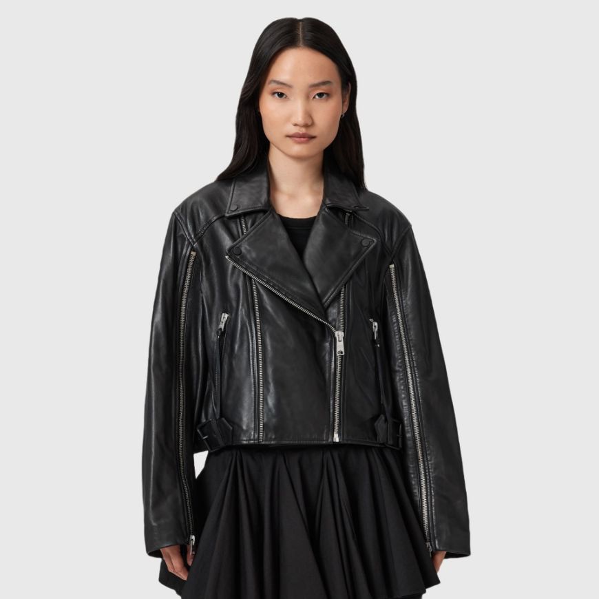 Picture of ALLSAINTS WOMEN'S MASONE BIKER JACKET IN BLACK