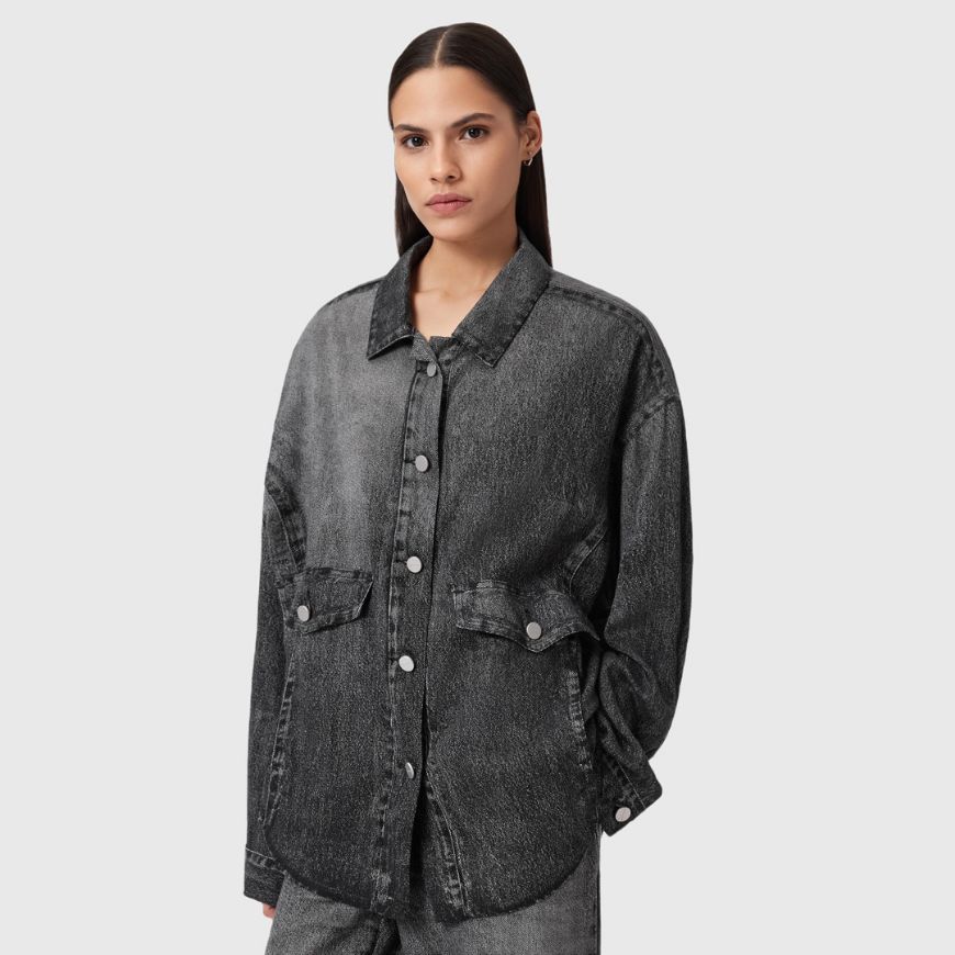 Picture of ALLSAINTS WOMEN'S HETTIE SHACKET IN ILLUSION BLACK