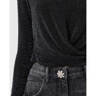 Picture of ALLSAINTS WOMEN'S SKYLAR LONG SLEEVE T-SHIRT IN SILVER/BLACK 4