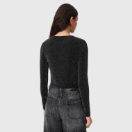 Picture of ALLSAINTS WOMEN'S SKYLAR LONG SLEEVE T-SHIRT IN SILVER/BLACK 2