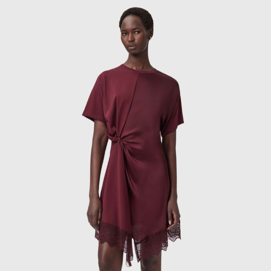 Picture of ALLSAINTS WOMEN'S LANA LACE DRESS IN OXBLOOD RED