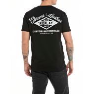 Picture of REPLAY MEN'S JERSEY T-SHIRT WITH MOTORCYCLE PRINT IN BLACK 2