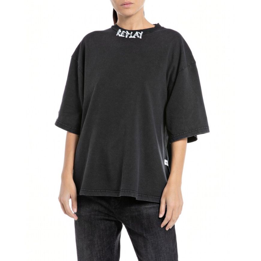 Снимка на REPLAY ДАМСКА БЛУЗА OVERSIZED COTTON T-SHIRT В ЧЕРНО