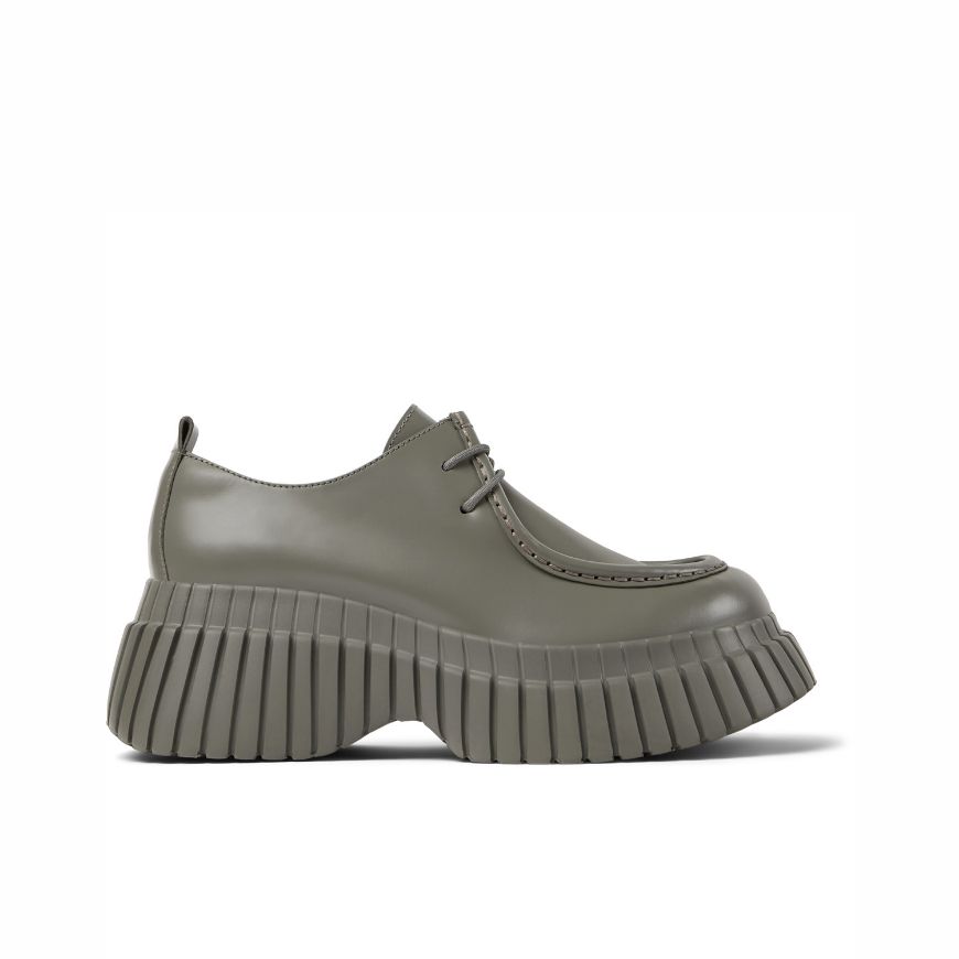 Picture of CAMPER WOMEN'S PIX BCN LEATHER PLATFORM SHOES IN GREY