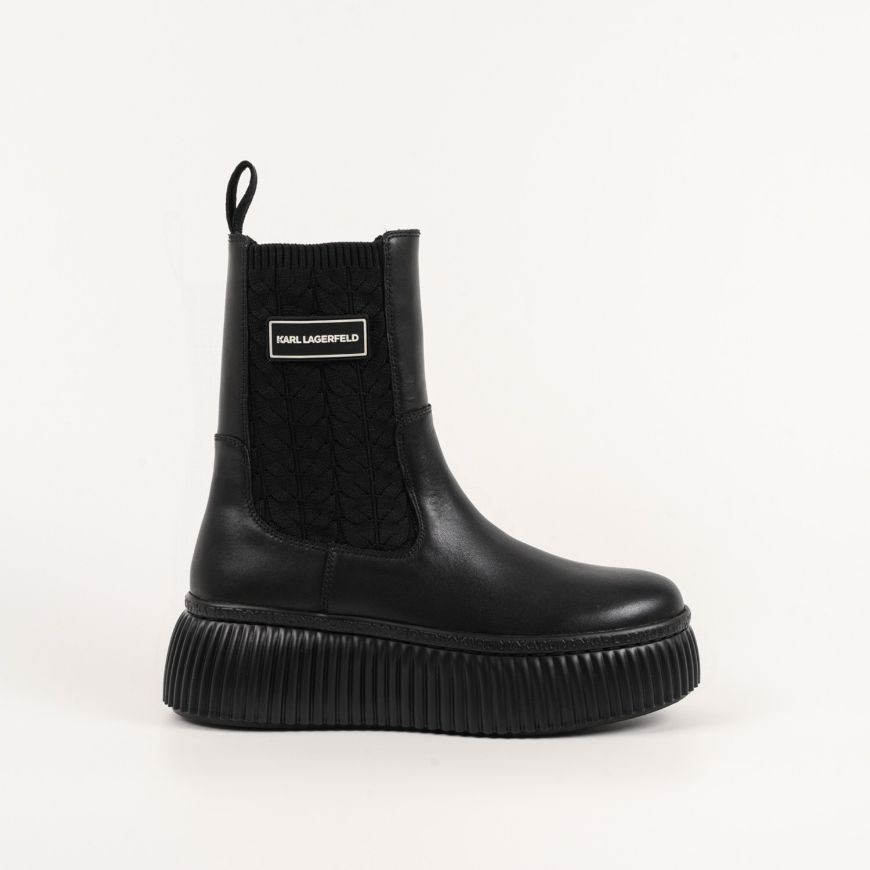 Picture of KARL LAGERFELD WOMEN'S KREEPER LO KABLE KNIT BOOT IN BLACK